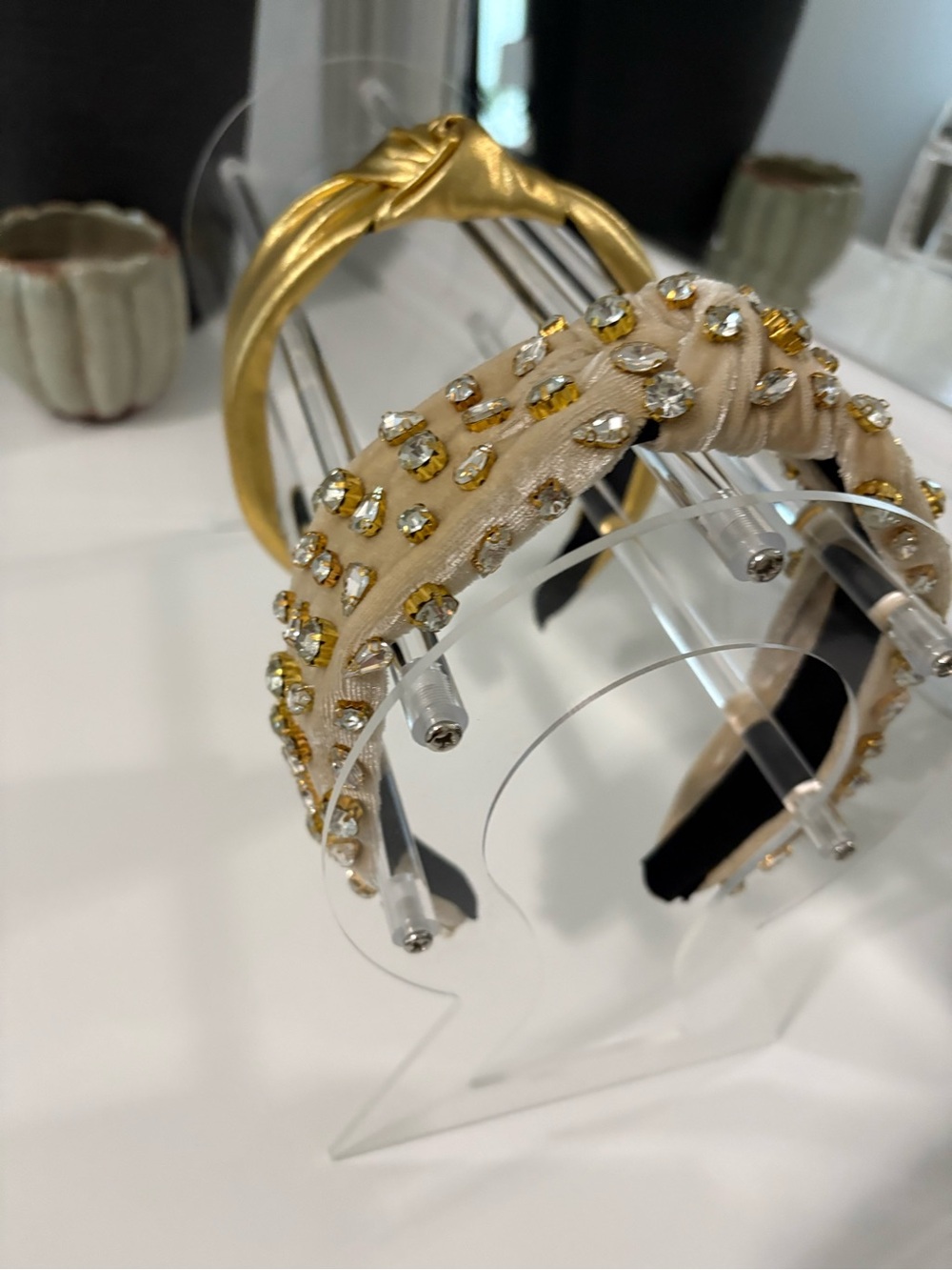 Bedazzled Cream Crystal Headband - and gold one never used adult